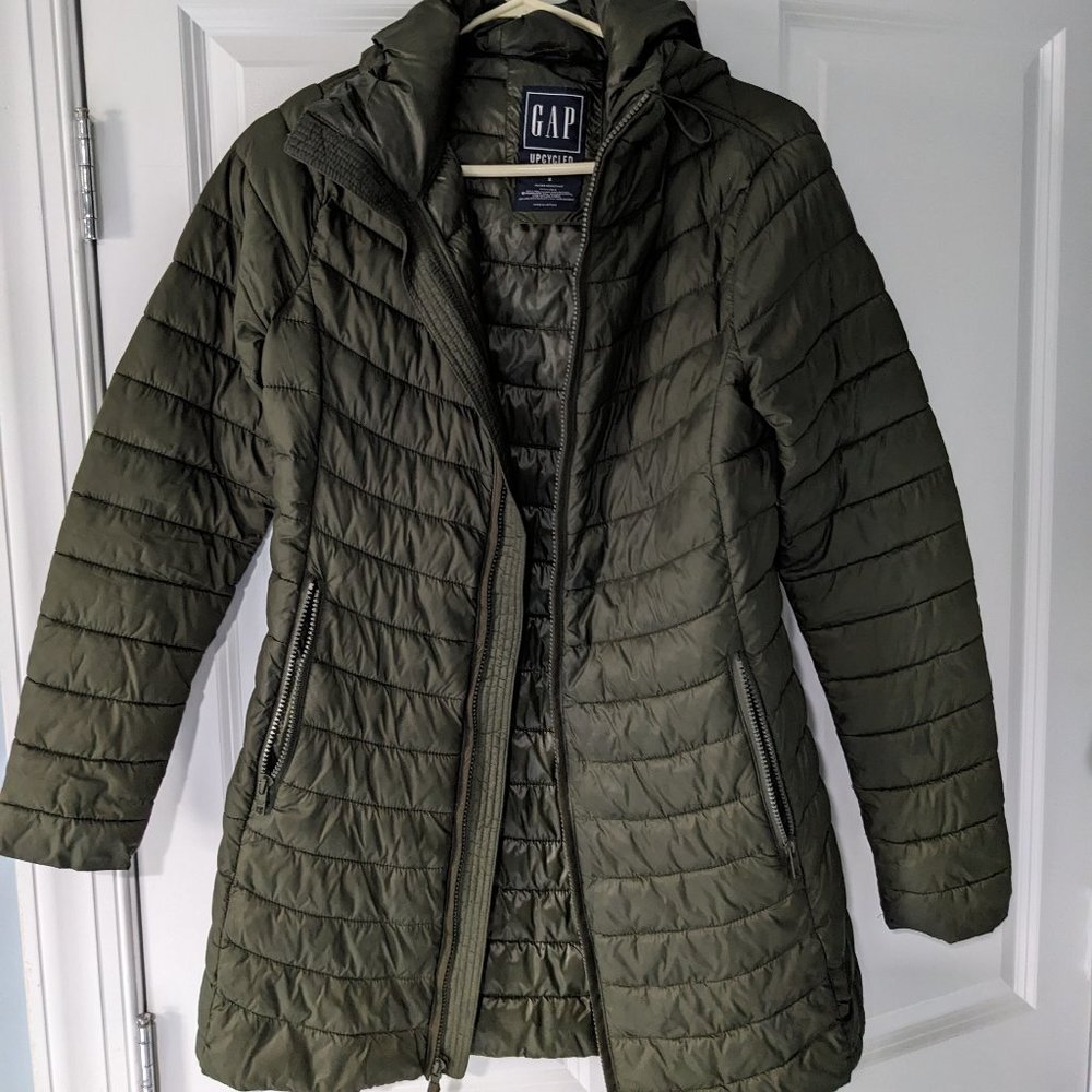 Gap green upcycled puffer coat